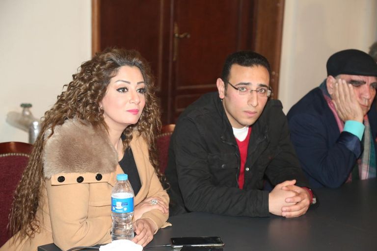 زكريا معروف مع إيمان إمام  المؤتمر الصحفي لمسرحية