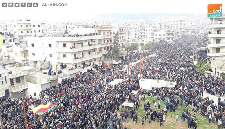 الآلاف شاركوا في المظاهرة ضد الجيش التركي وأردوغان مظاهرة حاشدة في عفرين ضد العملية العسكرية التركية