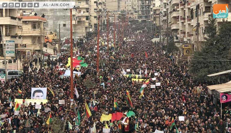 مظاهرات حاشدة في عفرين ضد أردوغان وعدوانه العسكري متظاهرون ضد العملية العسكرية في عفرين