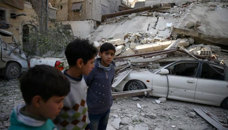 الدمار الناجم عن قصف نظام الأسد للغوطة