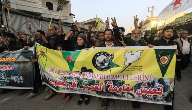 مظاهرات كردية ضد العملية العسكرية في عفرين - أ. ف. ب