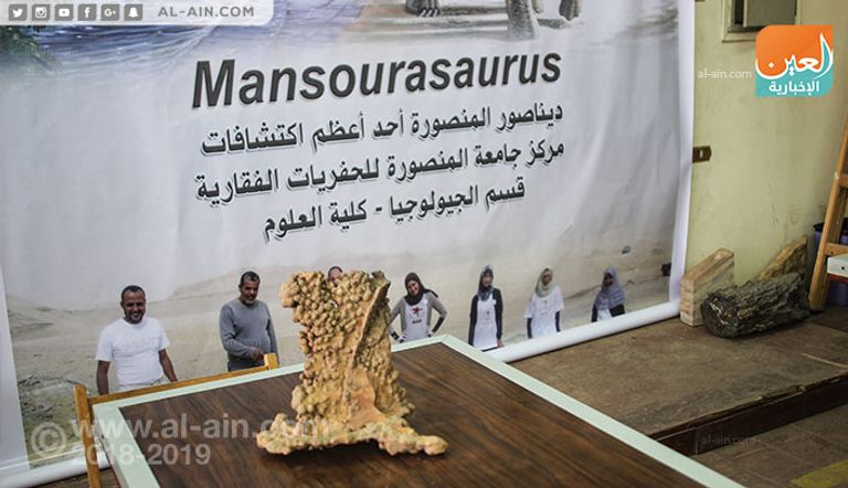 بقايا الديناصور المصري الباحثات في موقع استخراج الديناصور بالواحات