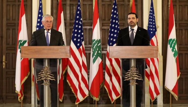 رئيس الوزراء اللبناني ووزير خارجية أمريكا في المؤتمر الصحفي