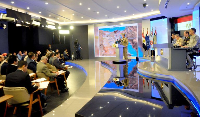 المتحدث العسكري المصري و ممثلي الأفرع المشاركة في سيناء 2018