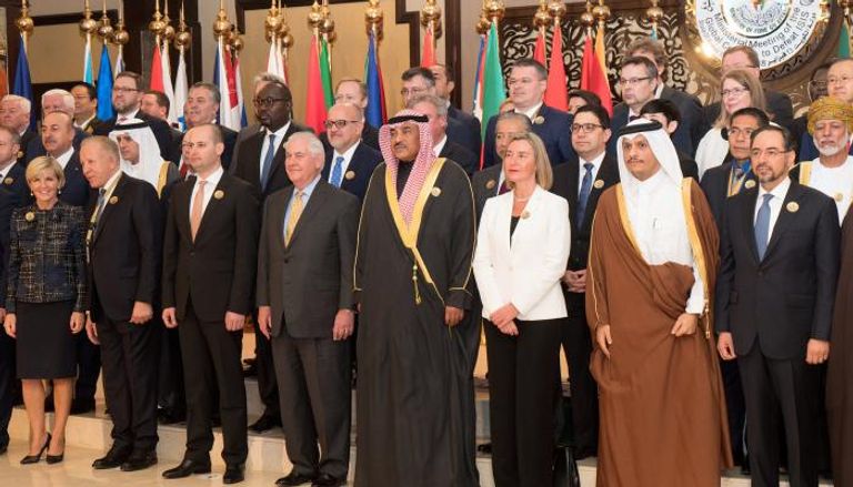 تيلرسون خلال مشاركته بمؤتمر إعادة إعمار العراق بالكويت