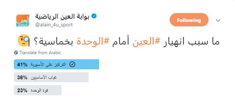 مباراة العين والوحدة