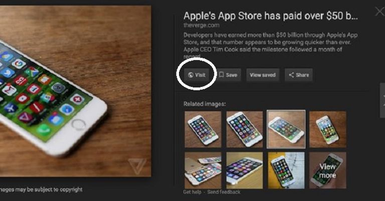 زر "انتقال" يحل محل زر "عرض" ببحث الصور بجوجل