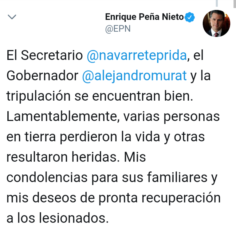 الرئيس المكسيكي ينعى ضحايا الزلزال على تويتر