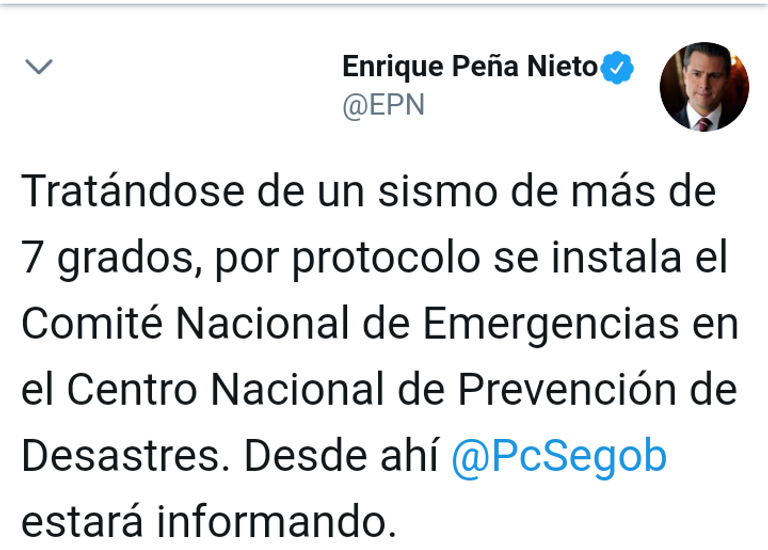 الرئيس المكسيكي ينعى ضحايا الزلزال على تويتر