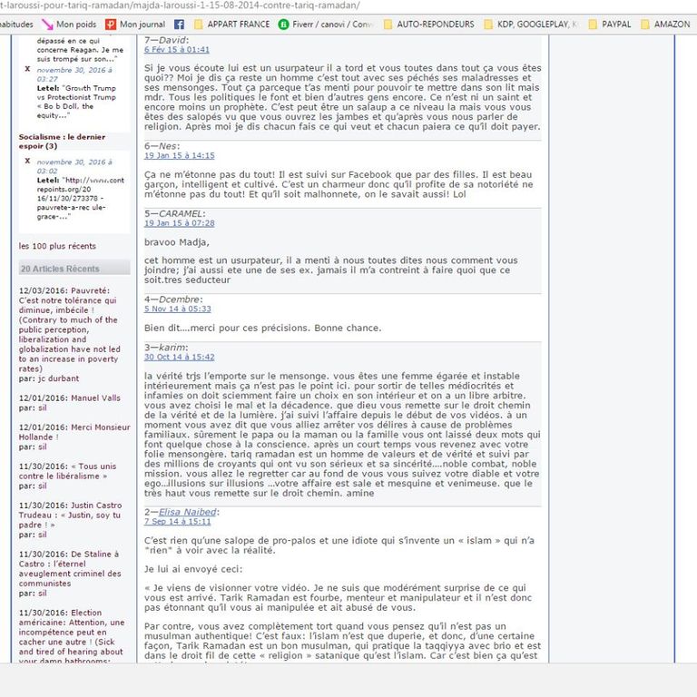 شهادات سابقة لسيدات على إحدى المدونات طارق رمضان