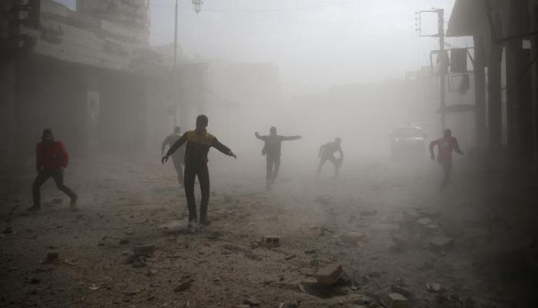 آثار قصف قوات النظام السوري للغوطة الشرقية - أرشيفية