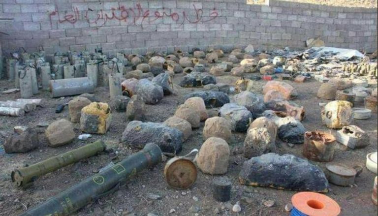 جانب من الألغام التي تم نزعها من مديرية باقم بمحافظة صعدة