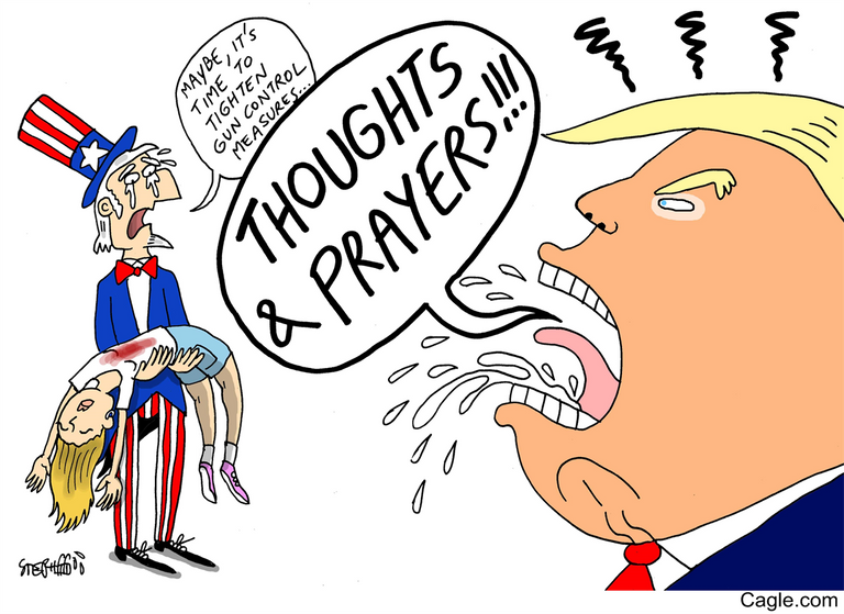 رسامو كاريكاتير يسخرون من قوانين الأسلحة بأمريكا