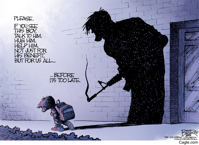 رسامو كاريكاتير يسخرون من قوانين الأسلحة بأمريكا