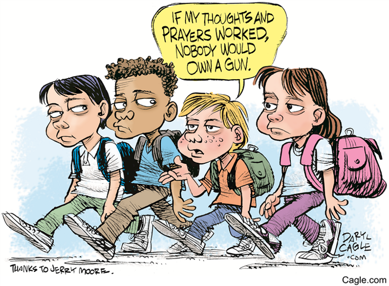 رسامو كاريكاتير يسخرون من قوانين الأسلحة بأمريكا