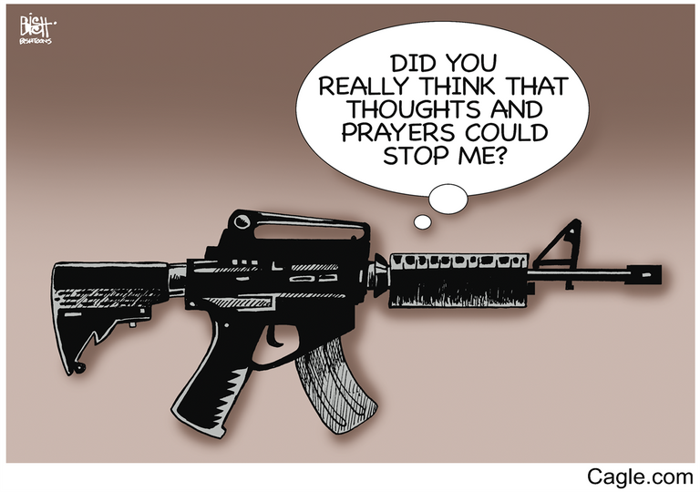 رسامو كاريكاتير يسخرون من قوانين الأسلحة بأمريكا