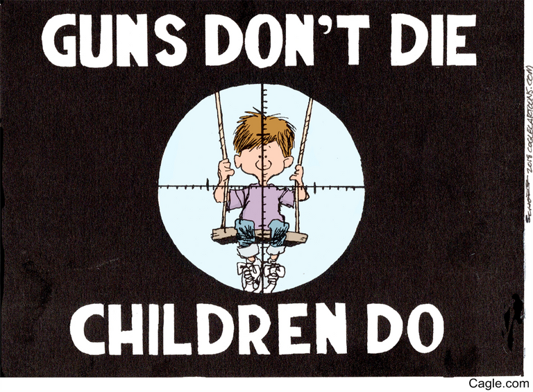 رسامو كاريكاتير يسخرون من قوانين الأسلحة بأمريكا