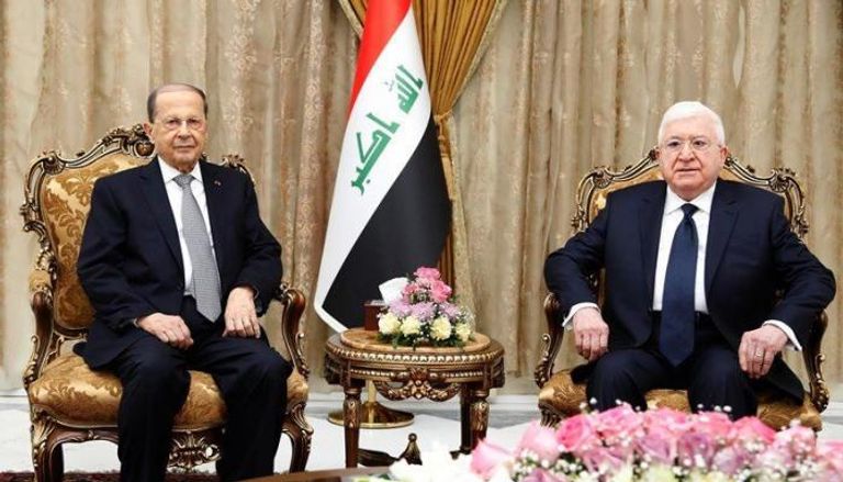 الرئيس اللبناني ميشيل عون ونظيره العراقي فؤاد معصوم