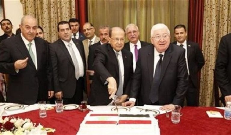 الزيارة شهدت الاحتفال بعيد ميلاد عون الرئيس اللبناني ميشيل عون ونظيره العراقي فؤاد معصوم