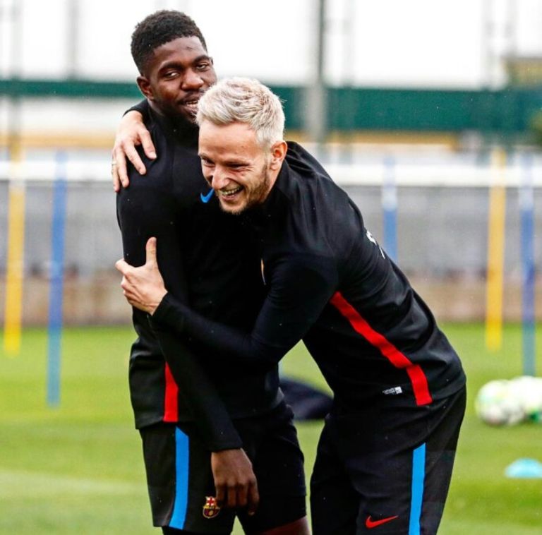 إيفان راكيتيتش وصامويل أومتيتي ليونيل ميسي نجم برشلونة