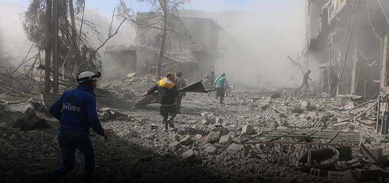 آثار الدمار الذي خلفه القصف في الغوطة الشرقية