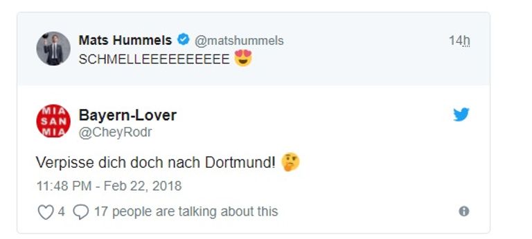 رد لمشجع بايرن ماتس هوملز