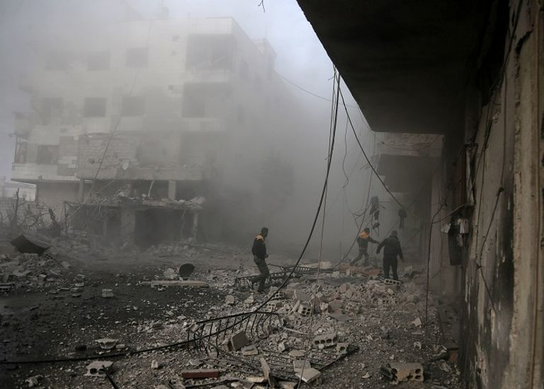 جانب من دمار القصف على الغوطة الشرقية جانب من دمار القصف على الغوطة الشرقية