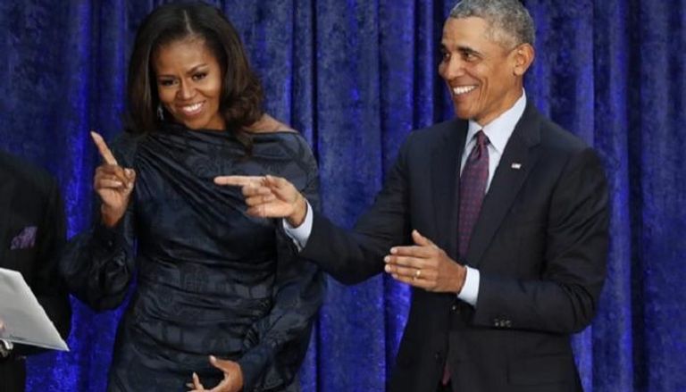 ميشيل مع زوجها الرئيس الأمريكي السابق باراك أوباما