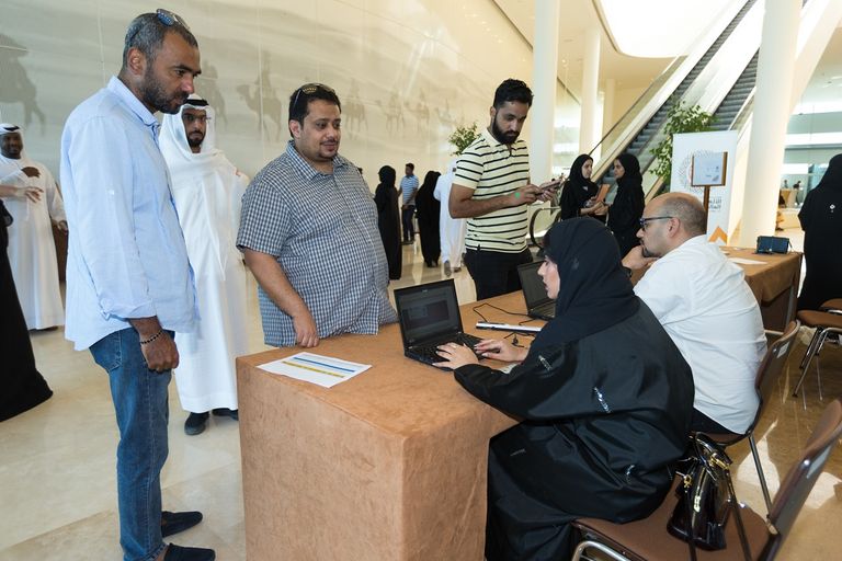 صورة من استقبال بعض المتطوعين