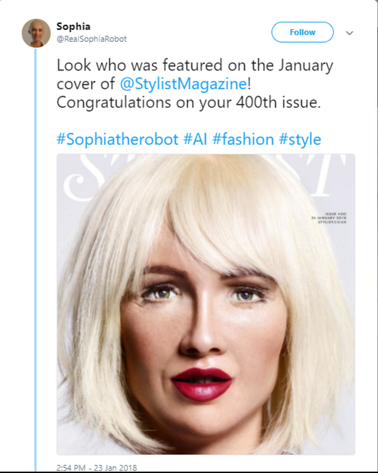 الروبوت صوفيا يقتحم عالم الأزياء والموضة