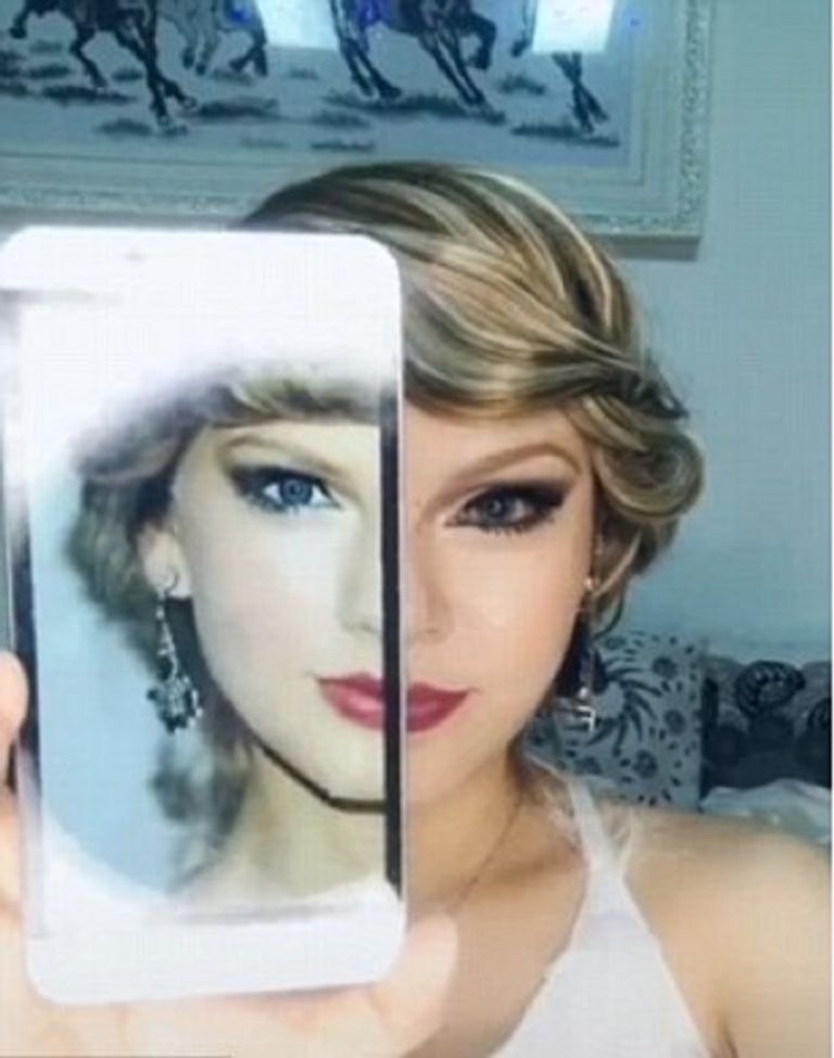 فتاة صينية تستخدم مساحيق التجميل لتتحول إلى نجمات غربيات