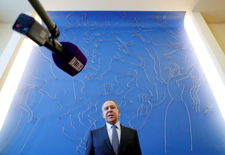 لافروف أثناء تواجده في جنيف لحضور مؤتمر نزع السلاح- رويترز