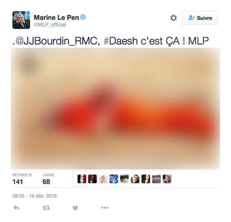تغريدة لوبن مارين لوبان زعيمة حزب الجبهة الوطنية