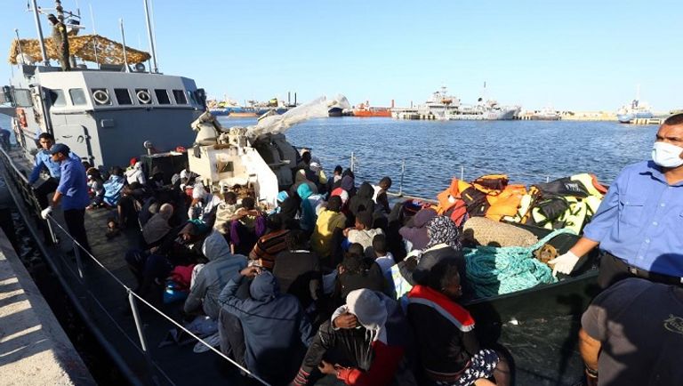 أحد مراكز احتجاز المهاجرين في ليبيا