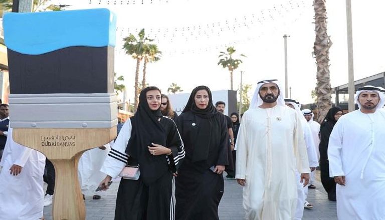 الشيخ محمد بن راشد آل مكتوم أثناء زيارته إلى دبي كانفس 