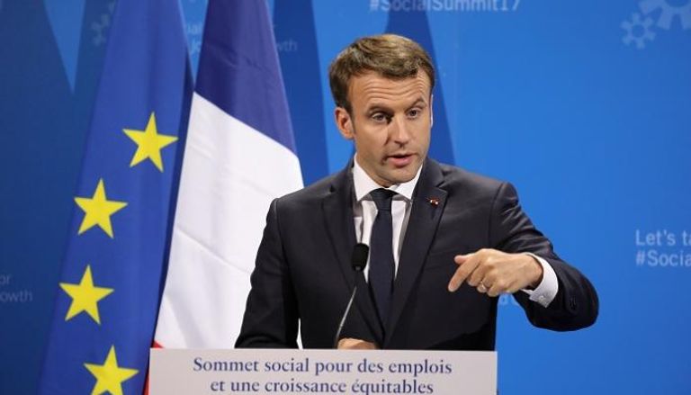 الرئيس الفرنسي إيمانويل ماكرون وزير الخارجية الفرنسي جان إيف لودريان- أرشيفية