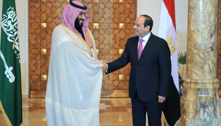 الرئيس عبدالفتاح السيسي أثناء استقباله ولي العهد السعودي