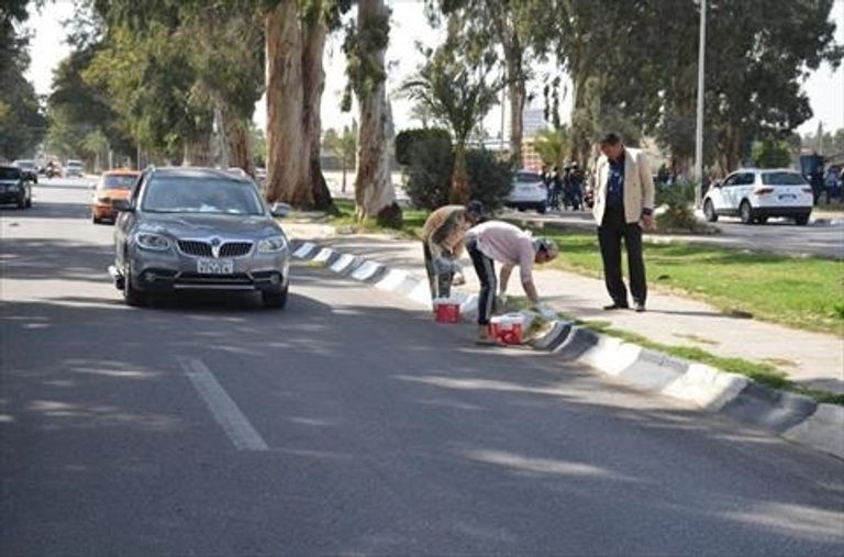 أعمال التجميل لاستقبال الضيوف  السيسي لدى استقبال محمد بن سلمان