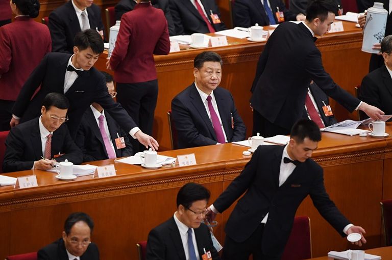 الرئيس الصيني خلال حضوره الجلسة الافتتاحية للمجلس الوطني- أ.ف.ب