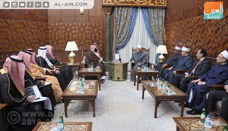 جانب من لقاء شيخ الأزهر والأمير محمد بن سلمان