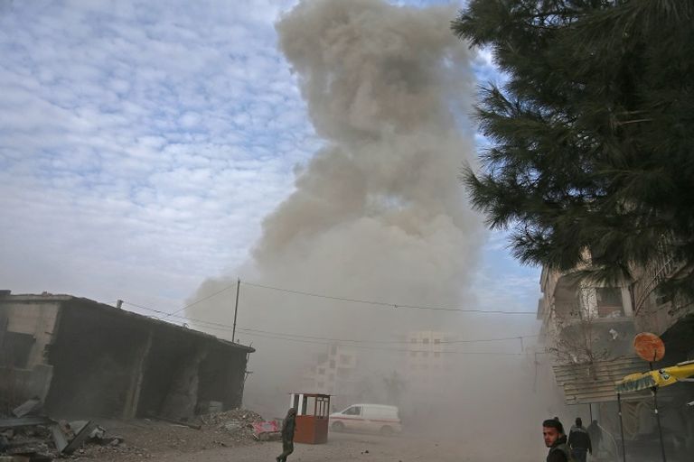 جانب من الدمار الذي يصيب الغوطة الشرقية