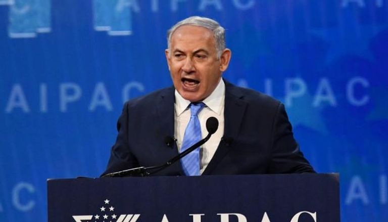 رئيس الوزراء الإسرائيلي بنيامين نتنياهو يتحدث أمام إيباك (أ ف ب)