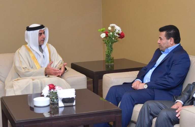 الفريق الشيخ سيف بن زايد آل نهيان مع وزير الداخلية العراقي الفريق الشيخ سيف بن زايد آل نهيان نائب رئيس مجلس الوزراء وزير الداخلية