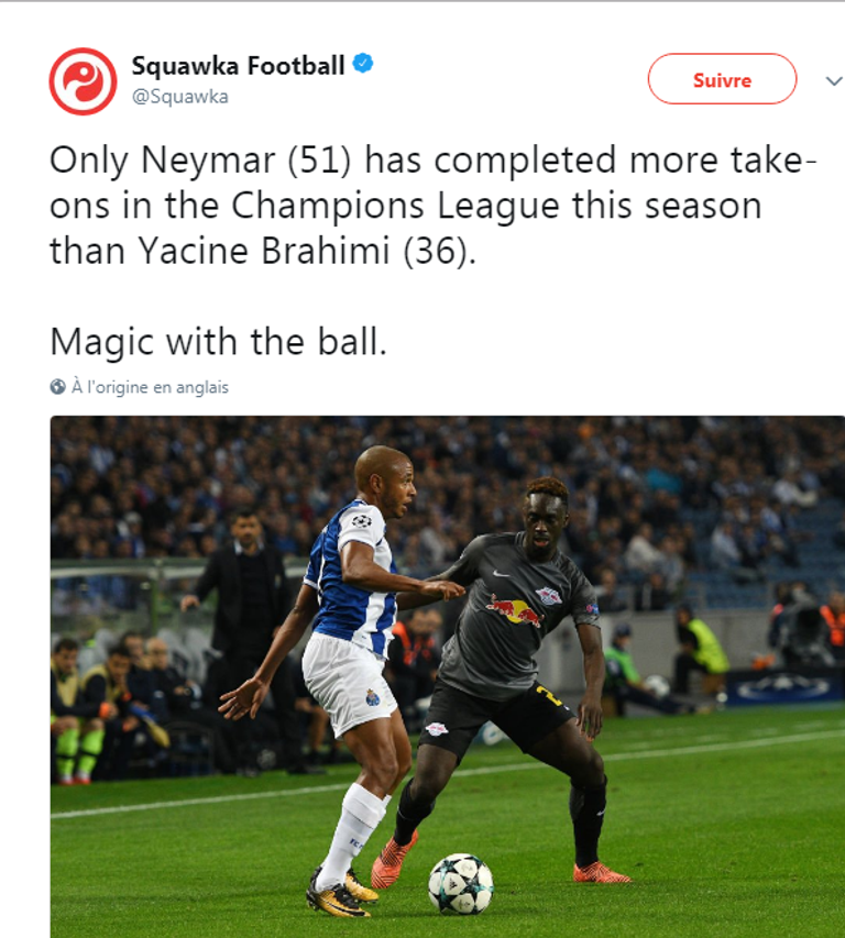 تدوينة الموقع على تويتر الجزائري ياسين براهيمي