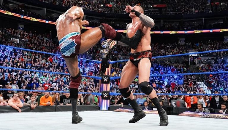 راندي أورتن بعد اقتناص حزام بطولة الولايات المتحدة