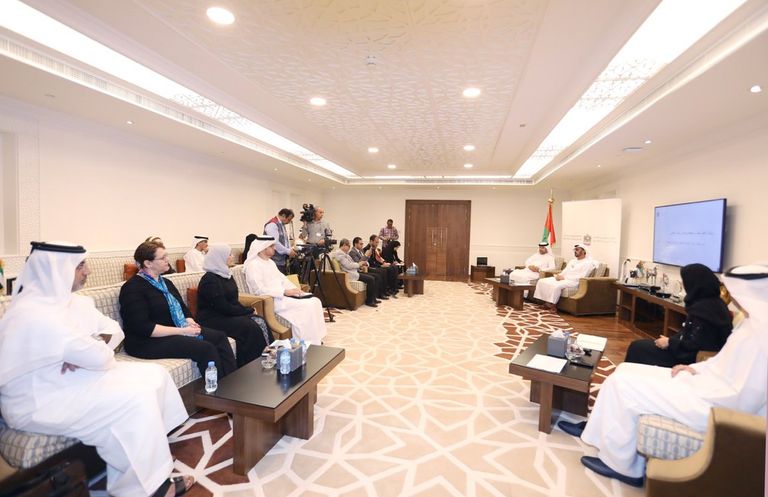 جانب من المؤتمر الصحفي بالوزارة  "التربية والتعليم" الإماراتية تطلق المرحلة الأولى من "رخصة المعلم"