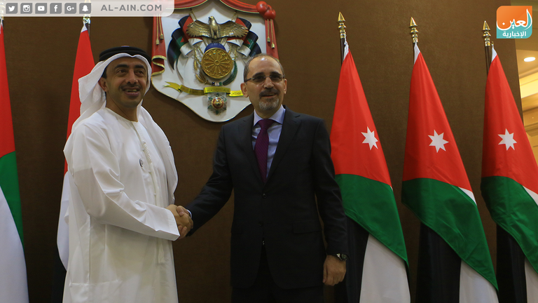 اللقاء تناول عدد من القضايا منها القضية الفلسطينية والملف السوري الشيخ عبدالله بن زايد آل نهيان خلال المؤتمر الصحفي المشترك مع نظيره الأردني