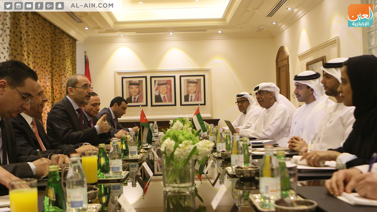 الأردن تؤيد حق الإمارات في جزرها الثلاث التي تحتلها إيران الشيخ عبدالله بن زايد آل نهيان خلال المؤتمر الصحفي المشترك مع نظيره الأردني