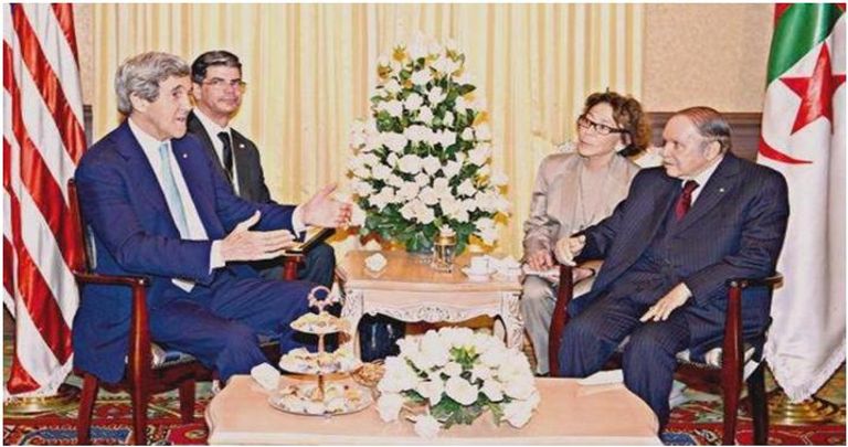 استقبال بوتفليقة وزير الخارجية الأمريكي الأسبق جون كيري في 2014 العلاقات الجزائرية الأمريكية