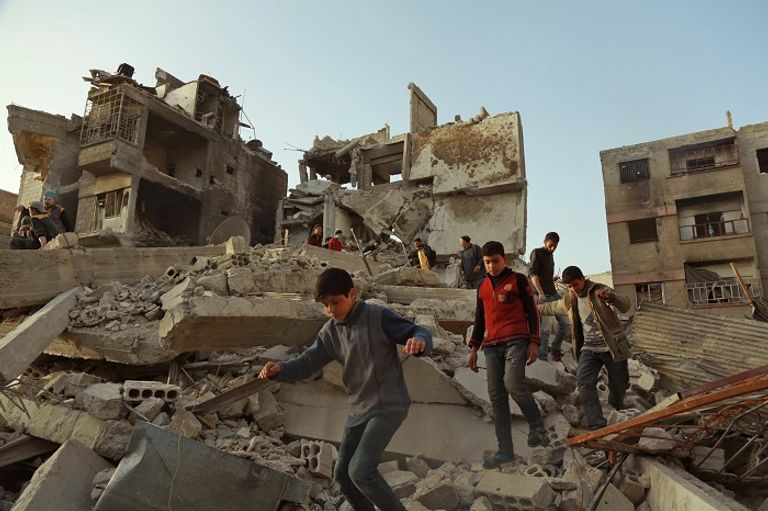 آثار الدمار في الغوطة الشرقية- أرشيفية وزير الخارجية الروسي سيرجي لافروف